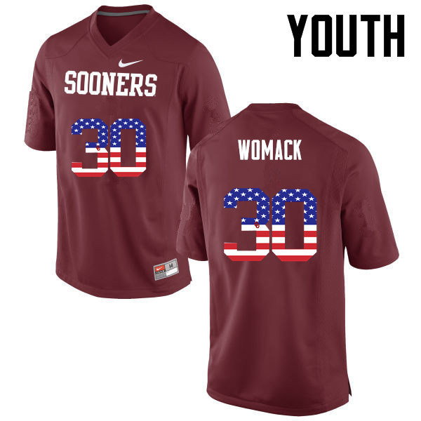 Youth Oklahoma Sooners #30 Nathan Womack College Football USA Flag Fashion Jerseys-Crimson - Click Image to Close